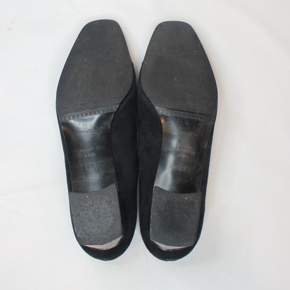 Vintage Etienne Aigner Black Suede Brown Tortoise Shell Block Heel 90s 8.5 Pumps - Picture 12 of 14